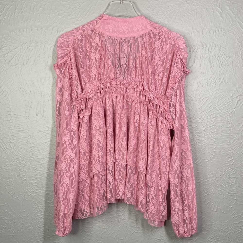 NWT Inc International Concepts Evening Mauve Sheer Ruffled Lace Blouse S… - Picture 9 of 9